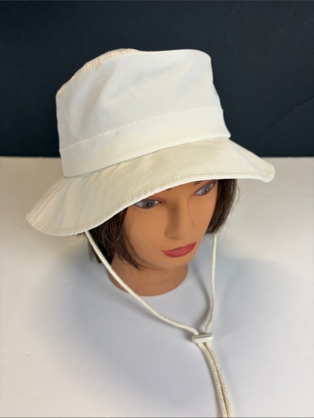 Apana Cream Wide Brim Sun Hat Adjustable Chin Strap One Size